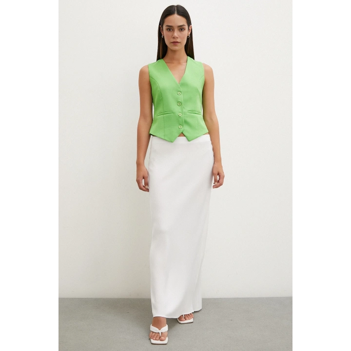 Düğmeli Yelek Fıstık Yeşili