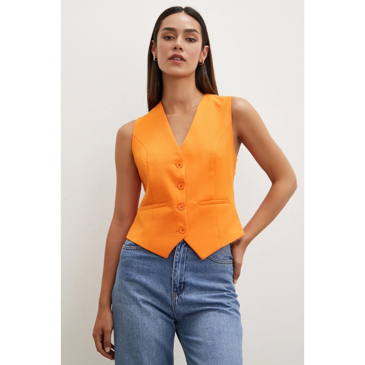 Düğmeli Yelek Turuncu