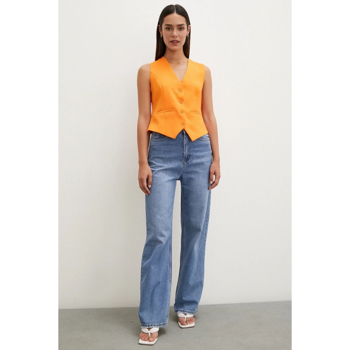 Düğmeli Yelek Turuncu
