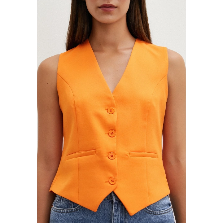 Düğmeli Yelek Turuncu