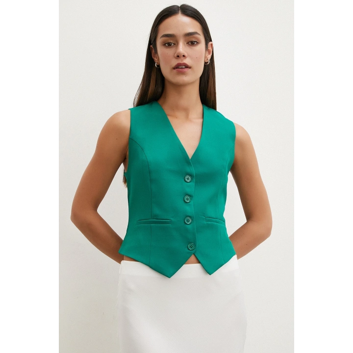 Düğmeli Yelek Yeşil
