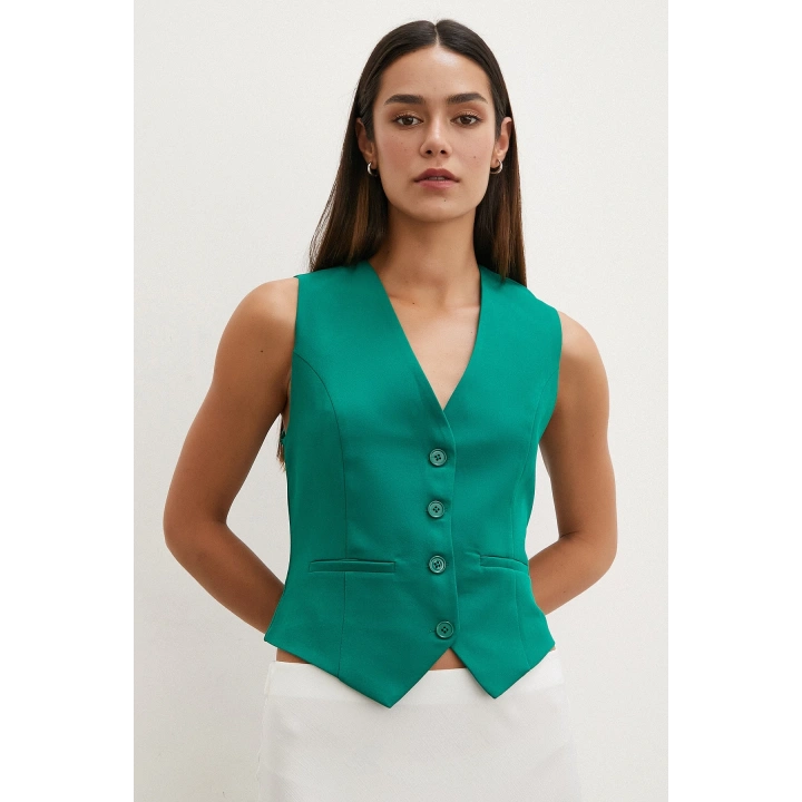 Düğmeli Yelek Yeşil