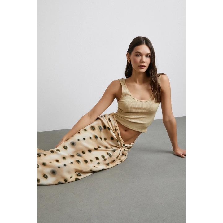 Düğüm Detaylı Etek Ekru