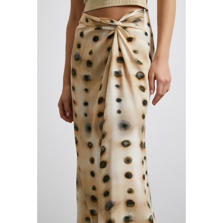 Düğüm Detaylı Etek Ekru