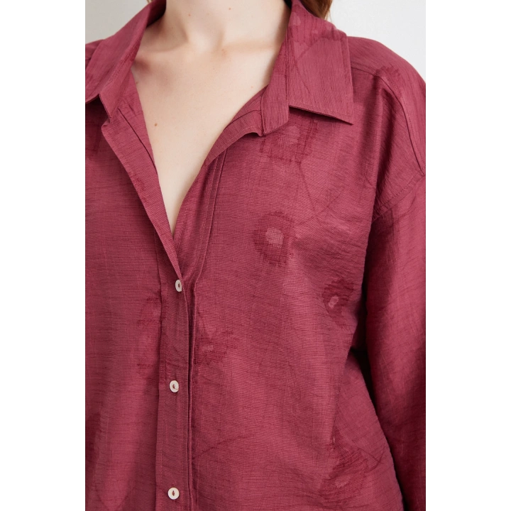 Fakir Kol Oversize Gömlek Bordo