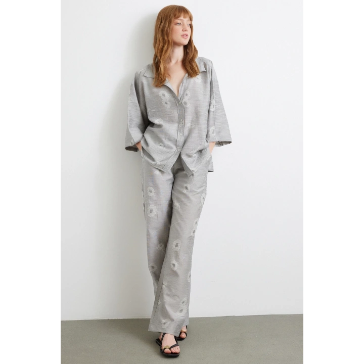 Fakir Kol Oversize Gömlek Gri