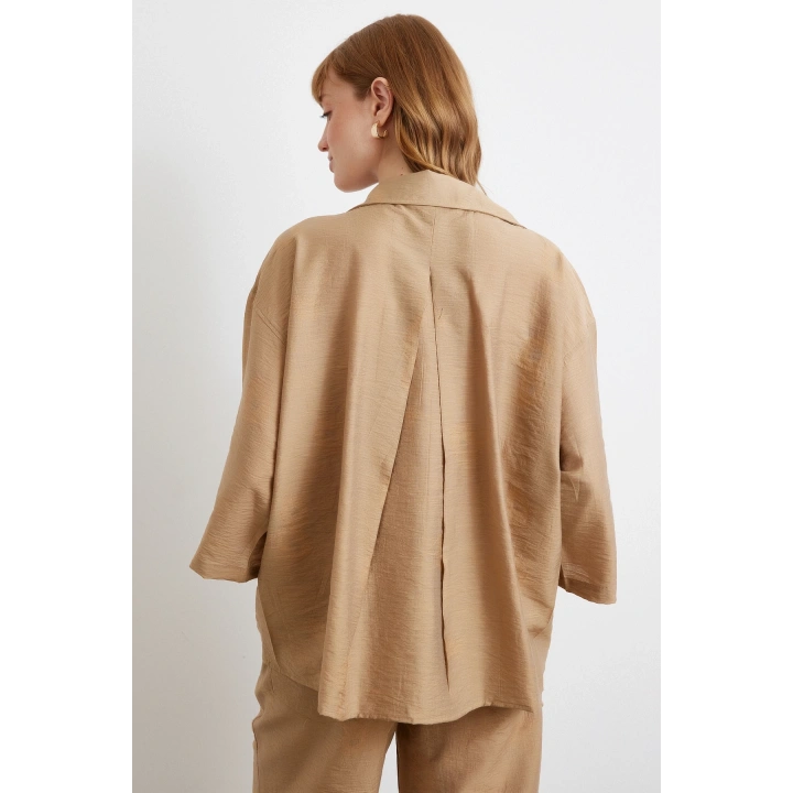 Fakir Kol Oversize Gömlek Kahve