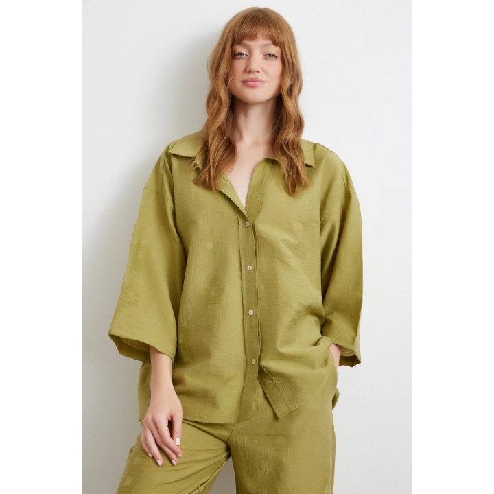 Fakir Kol Oversize Gömlek Yeşil