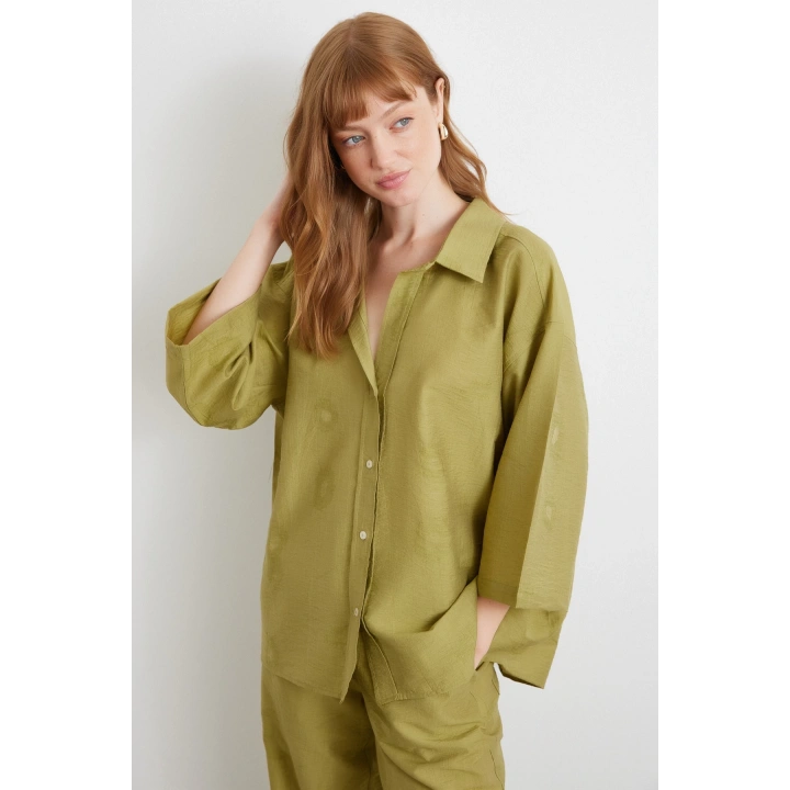 Fakir Kol Oversize Gömlek Yeşil
