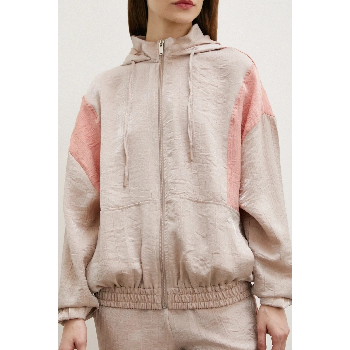 Fermuarlı Garnili Sweatshirt Bej