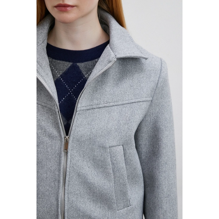 Fermuarlı Kaşe Ceket Gri