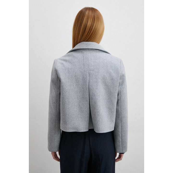 Fermuarlı Kaşe Ceket Gri