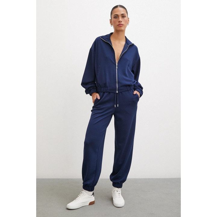 Fermuarlı Sweatshirt Lacivert