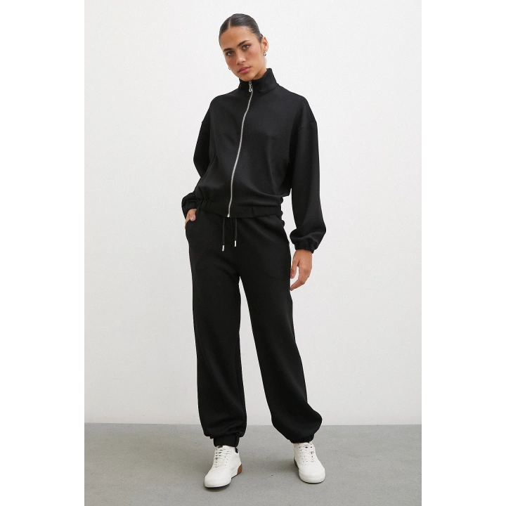 Fermuarlı Sweatshirt Siyah