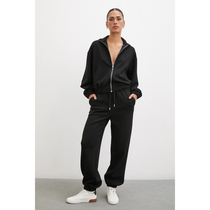 Fermuarlı Sweatshirt Siyah