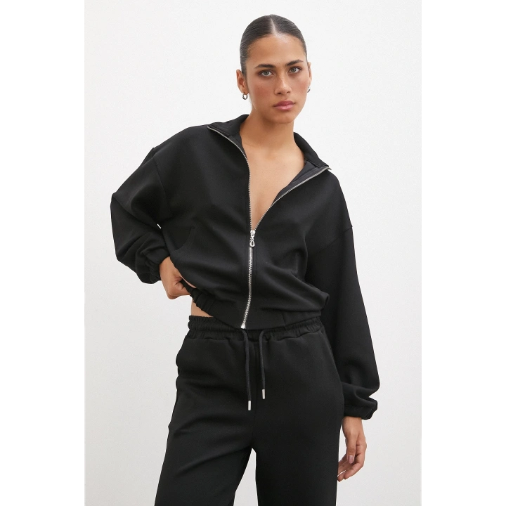 Fermuarlı Sweatshirt Siyah