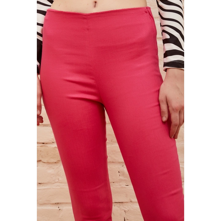 Fermuarlı Tayt Pantolon Fuşya