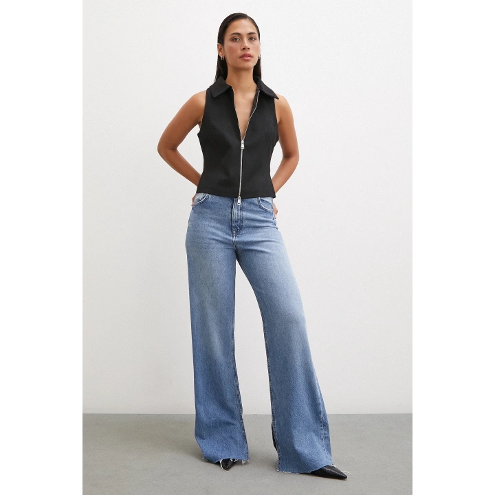 Fermuarlı Yelek Siyah