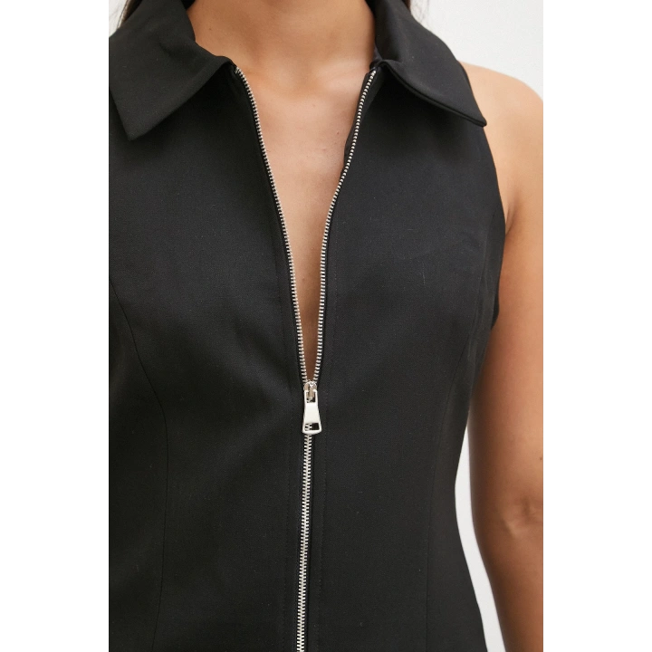 Fermuarlı Yelek Siyah