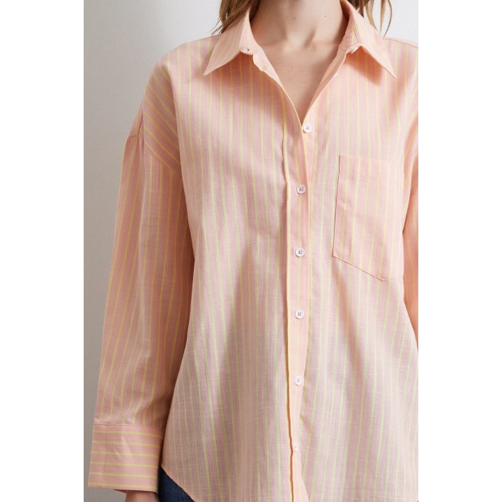 Filamingi Çizgili Gömlek Pudra