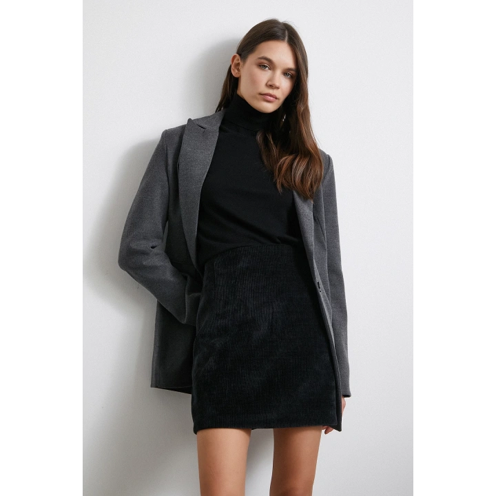 Fitilli Kadife Etek Siyah