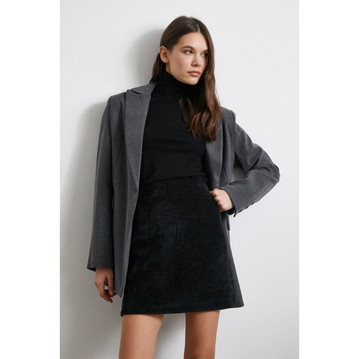 Fitilli Kadife Etek Siyah