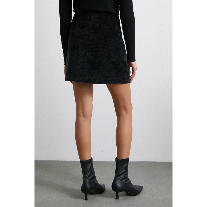 Fitilli Kadife Etek Siyah