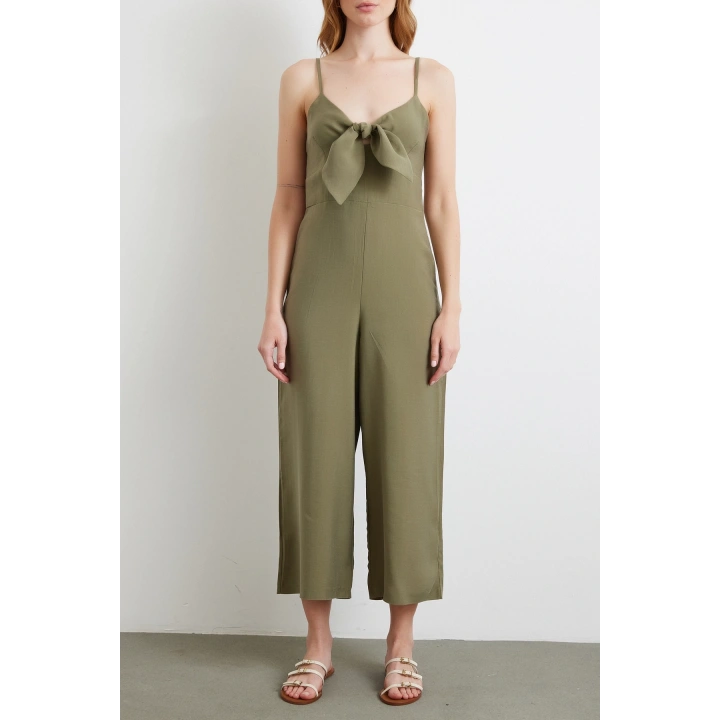 Fiyonklu Askılı Tulum Haki