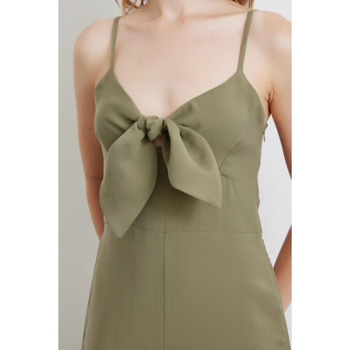 Fiyonklu Askılı Tulum Haki