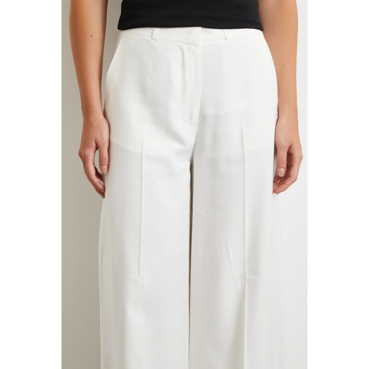 Geniş Paça Palazzo Pantolon Ekru