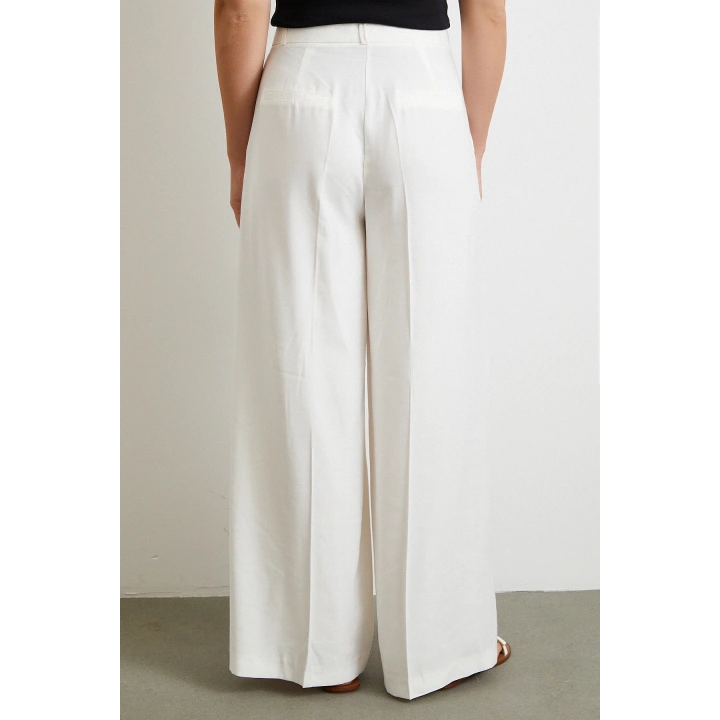 Geniş Paça Palazzo Pantolon Ekru