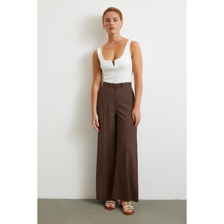 Geniş Paça Palazzo Pantolon Kahve