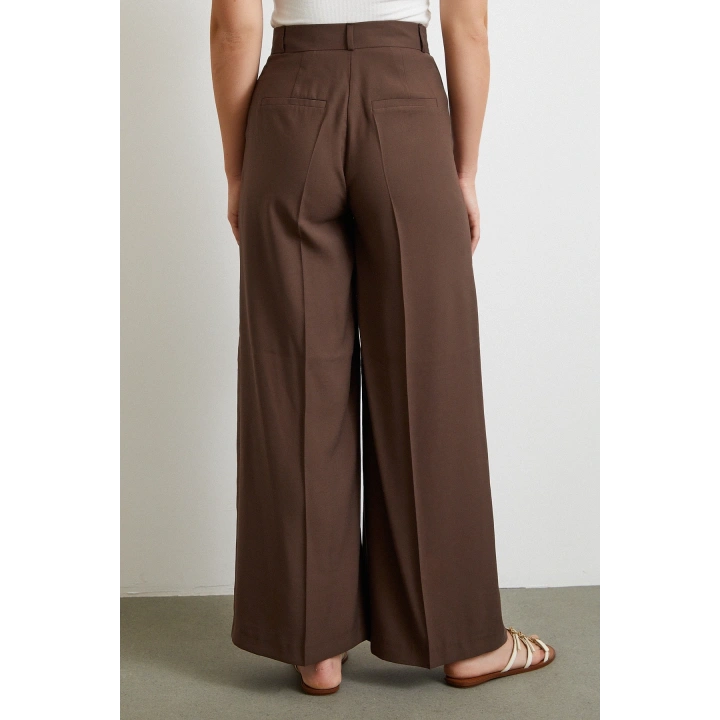Geniş Paça Palazzo Pantolon Kahve