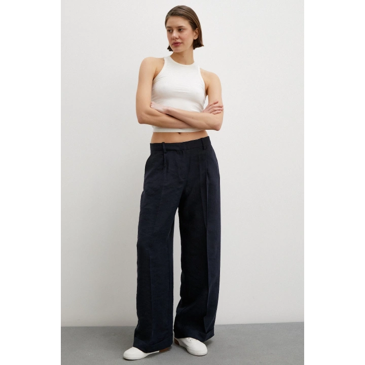 Geniş Paça Palazzo Pantolon Lacivert