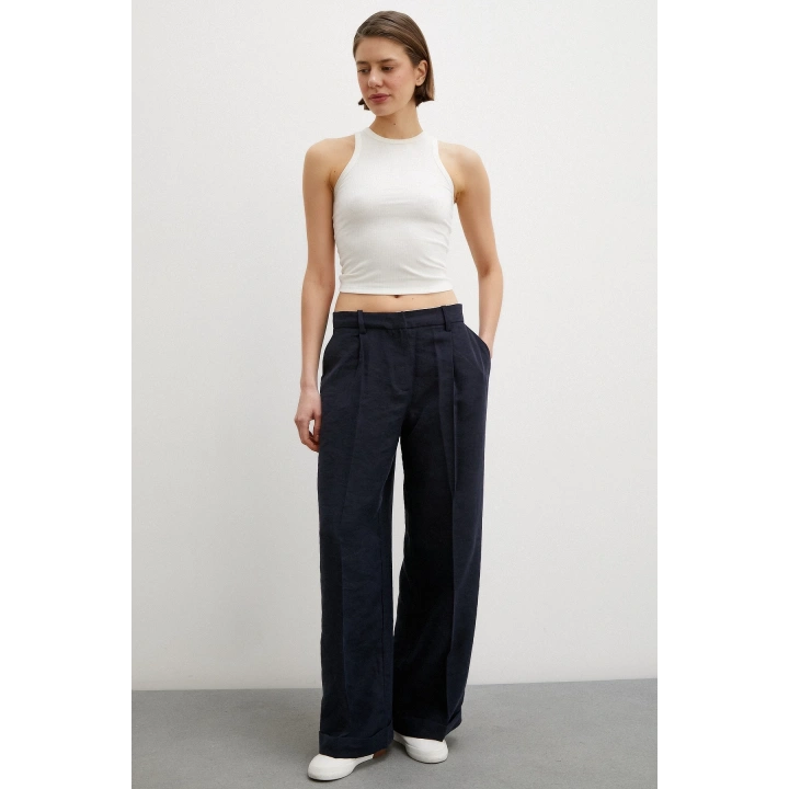 Geniş Paça Palazzo Pantolon Lacivert