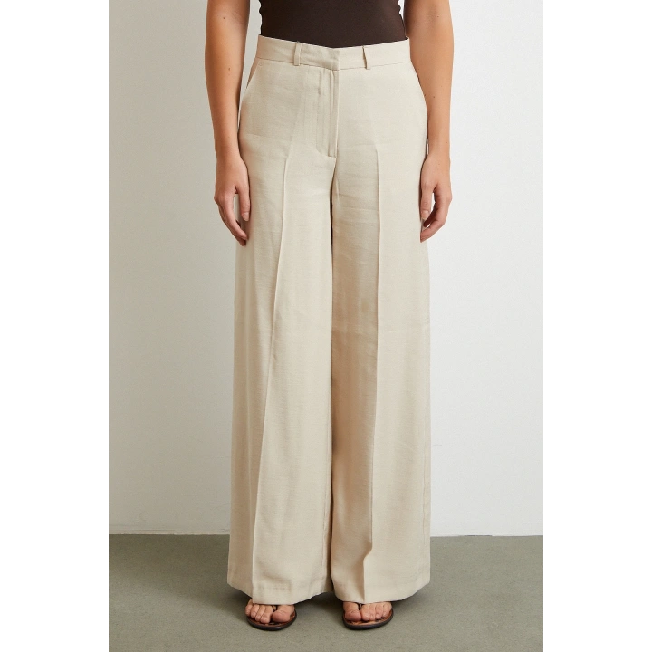 Geniş Paça Palazzo Pantolon Taş