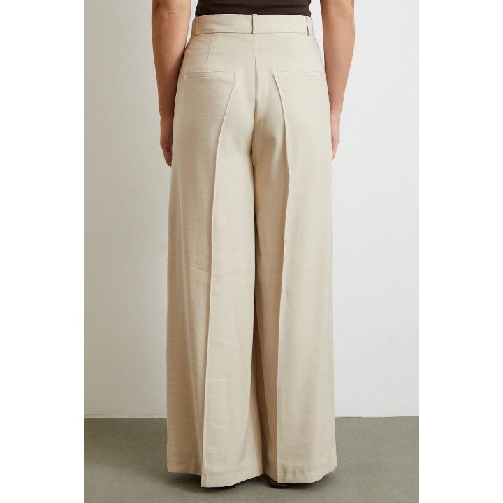 Geniş Paça Palazzo Pantolon Taş