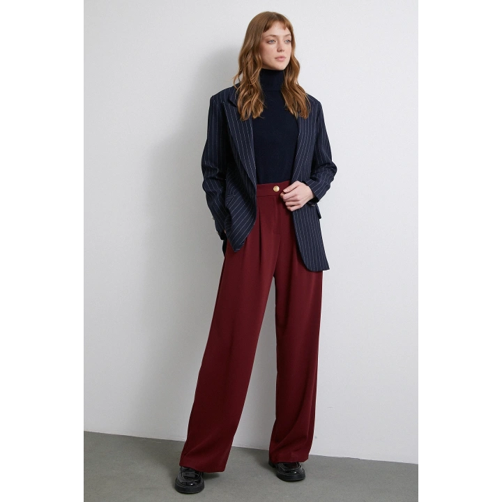 Geniş Paça Pantolon Bordo