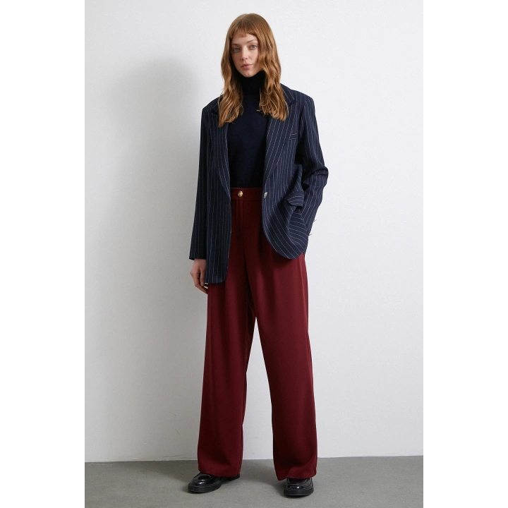Geniş Paça Pantolon Bordo