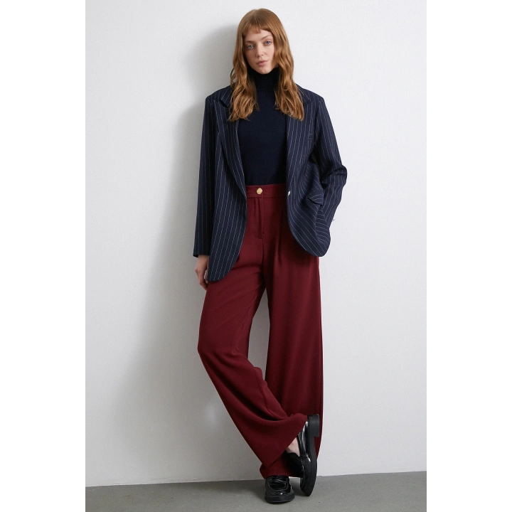 Geniş Paça Pantolon Bordo