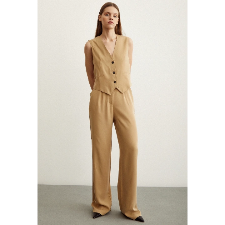 Geniş Paça Pantolon Camel