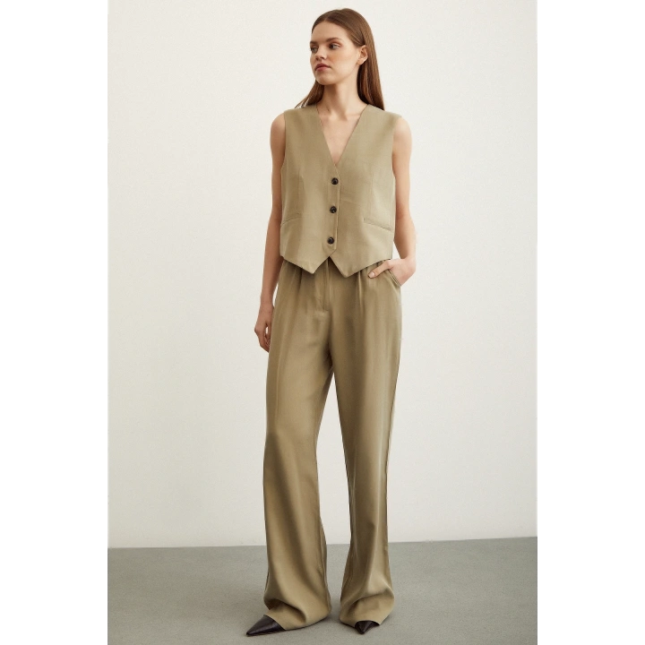 Geniş Paça Pantolon Haki