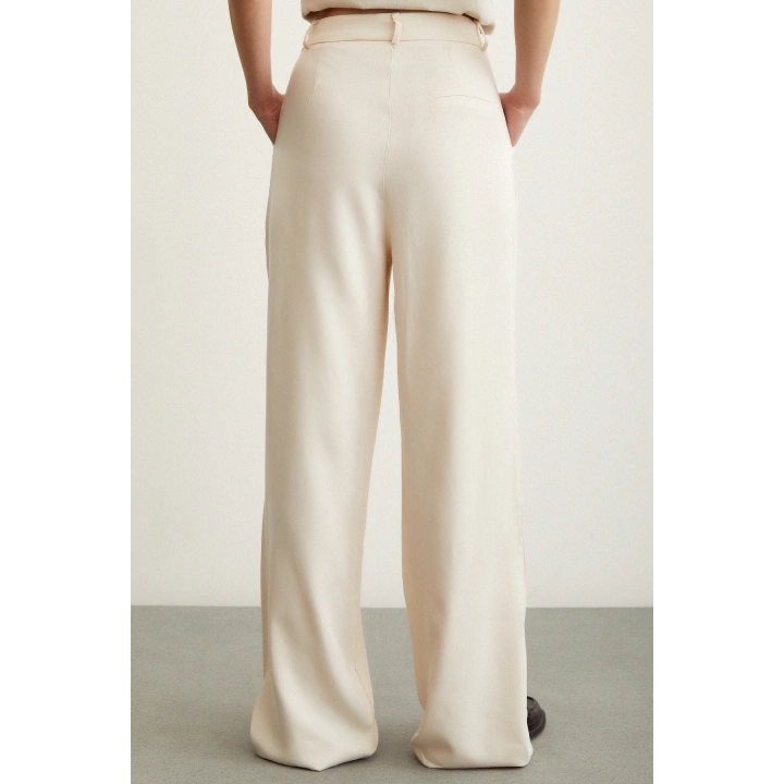 Geniş Paça Pantolon Krem