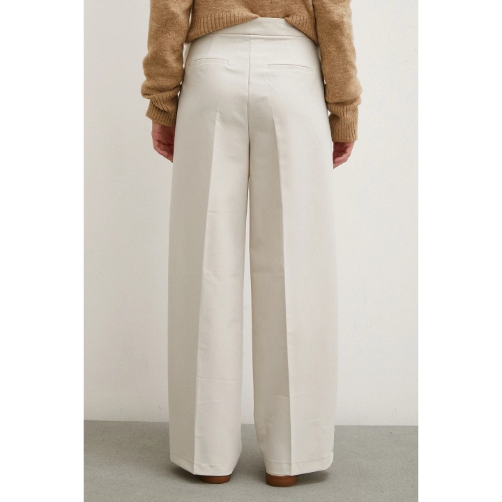 Geniş Paça Pantolon Krem