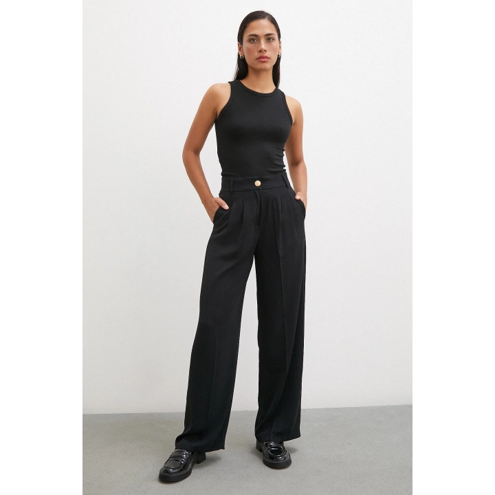 Geniş Paça Pantolon Siyah