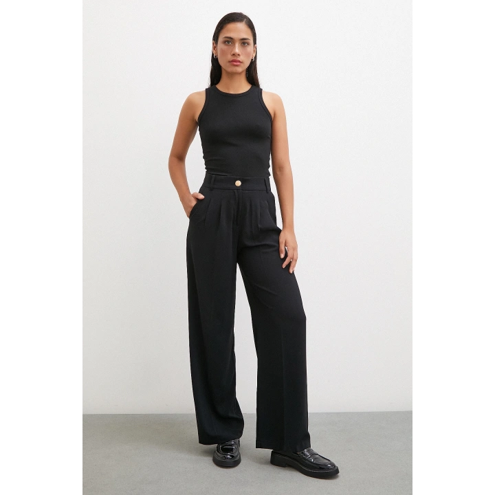 Geniş Paça Pantolon Siyah