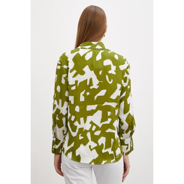 Geometrik Desen Gömlek Yeşil