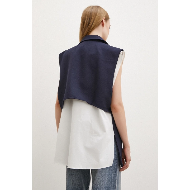 Hakim Yaka Gömlekli Yelek Lacivert