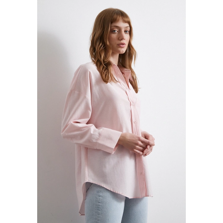 Helen Poplin Gömlek Pembe