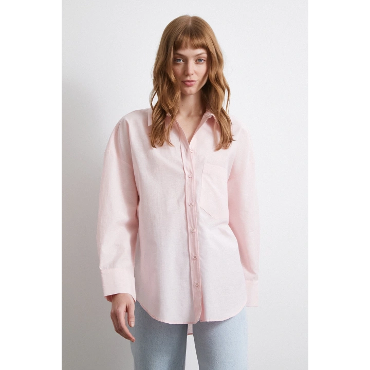 Helen Poplin Gömlek Pembe